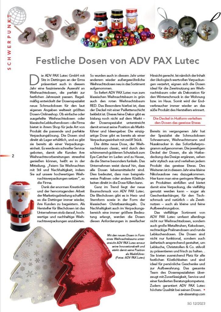 Festive tins by ADV PAX Lutec