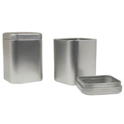Waschmitteldosen: quadratische Stülpdeckeldose aus Weißblech 57x57x82 mm für Gewürze