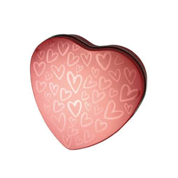 Leere Dosen: Herzdose rot, Stülpdeckeldose aus Weißblech in Herzform.